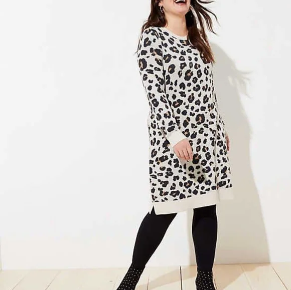 LOFT Plus Leopard Sweater Dress